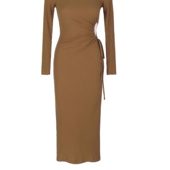 Brown cutout midi dress - Picture 4 of 8